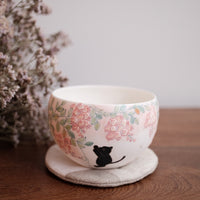 Baizhi Studio- Wisteria Black Cat Coffee/Tea Egg Shape Cup