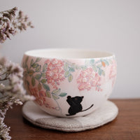 Baizhi Studio- Wisteria Black Cat Coffee/Tea Egg Shape Cup