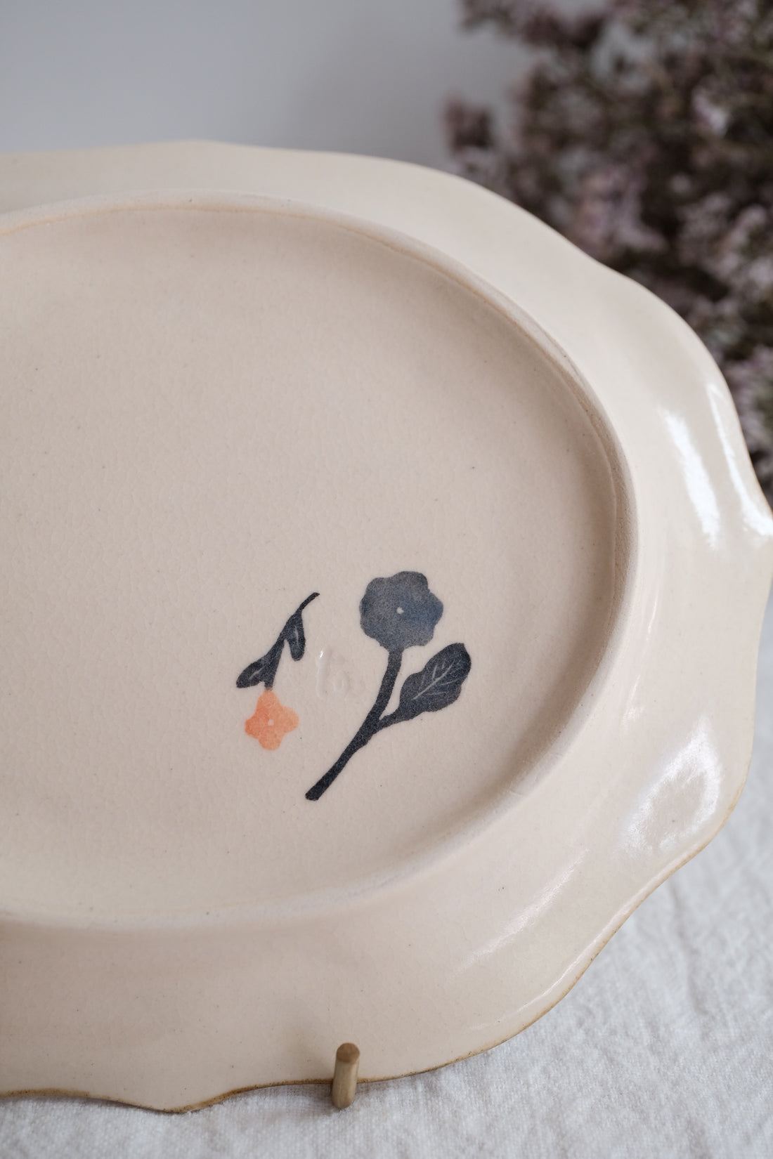 Nakagaki Tomoko Water Color Hand Painted Flower Shaped Plate - KP10 #6