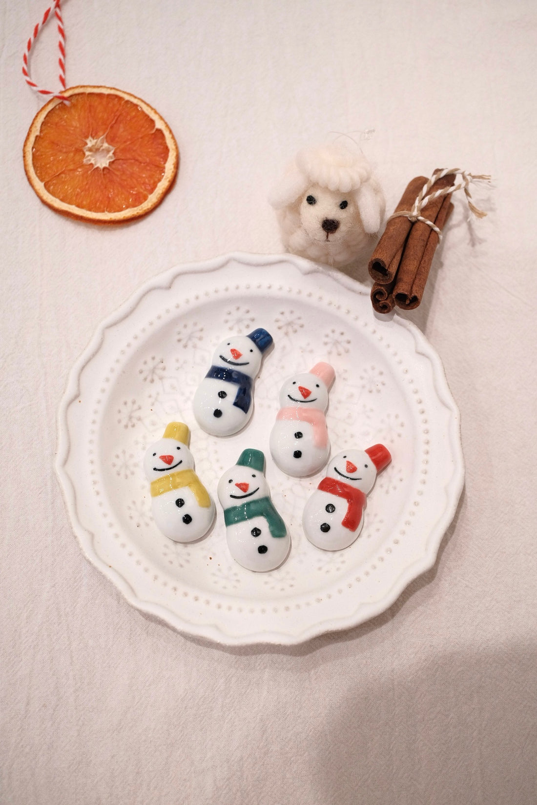 Arita ware - Christmas Snowman Chopstick Rest Set of 5