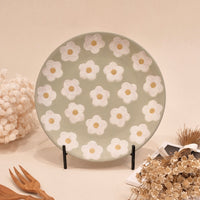 Kei Mitsumochi ミツ持啓 Green Flower Pattern Round Plate  KM46