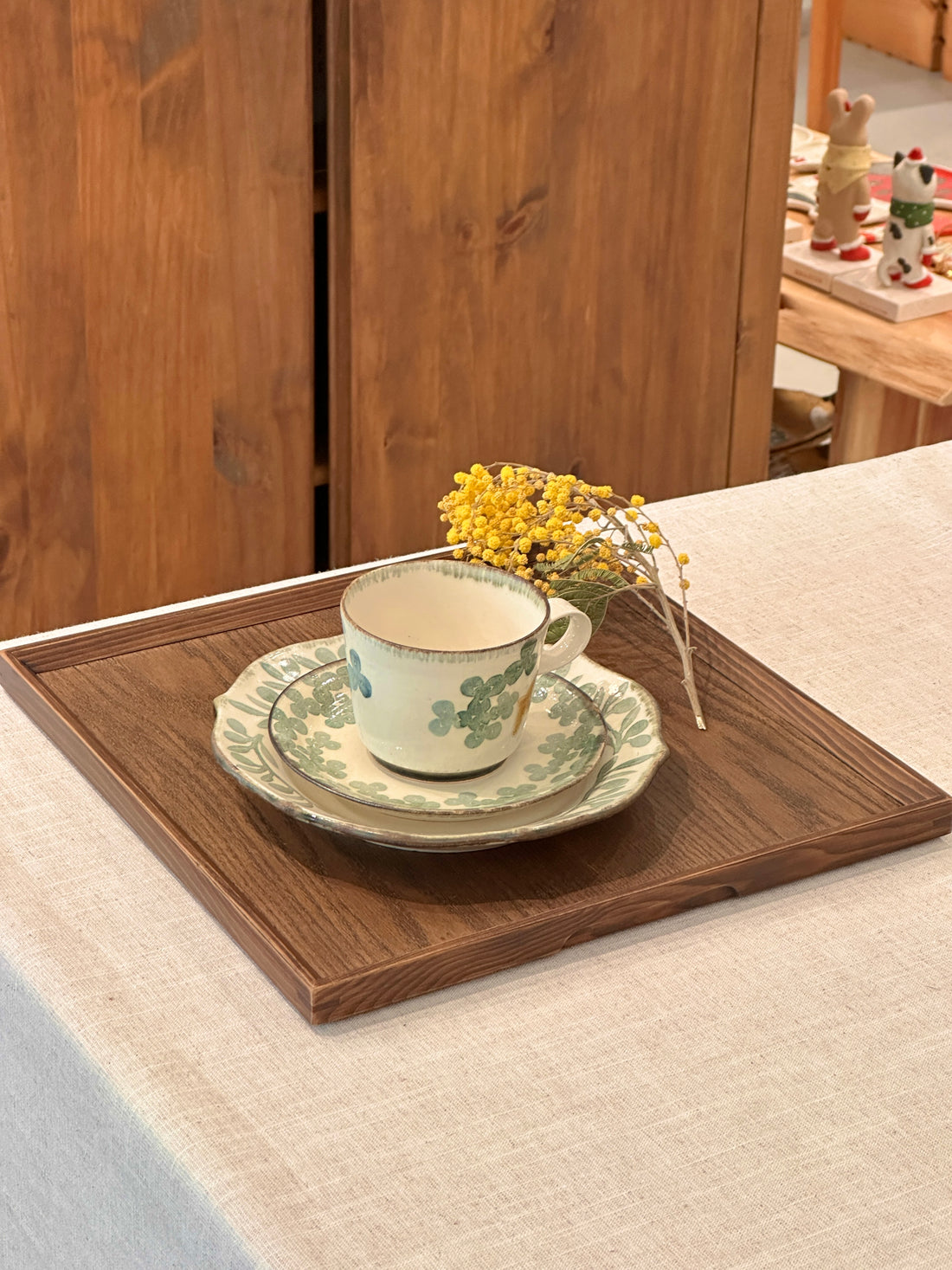 Non-Slip Surface Natural Wood Serving Tray