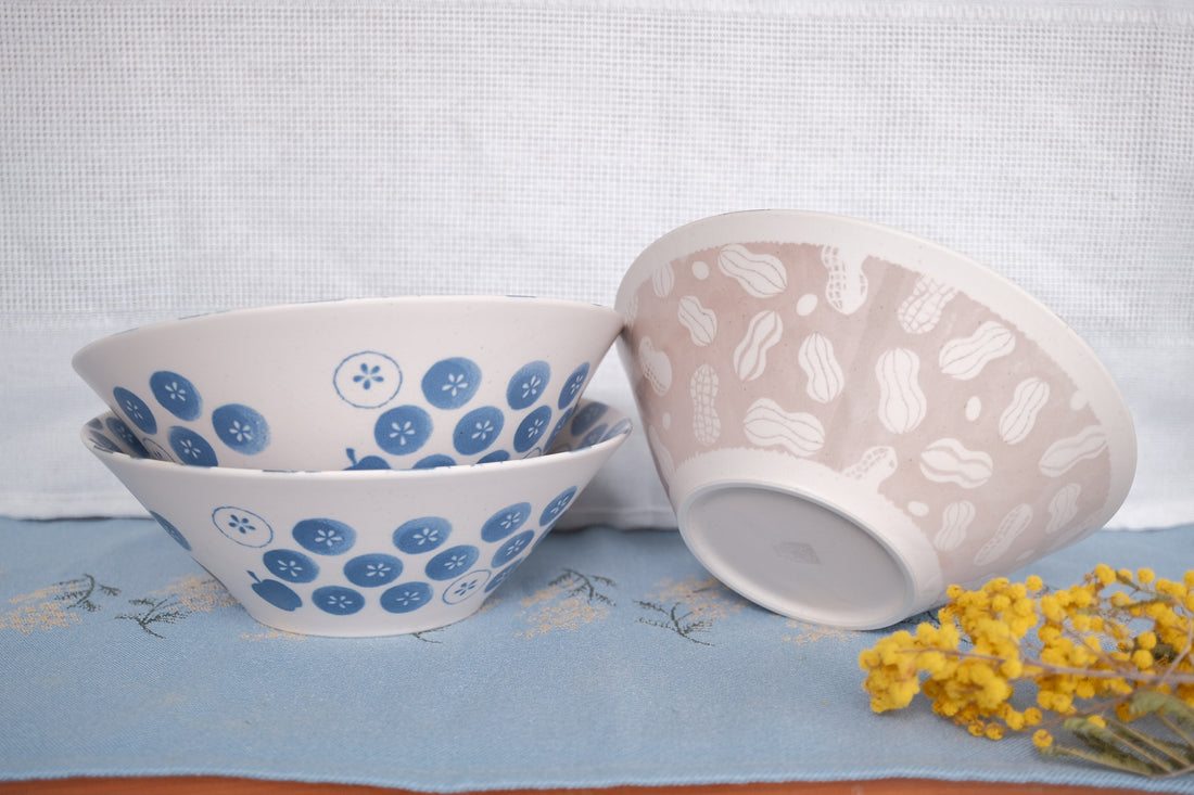 Minoware Ramen Bowl Flowers & Peanuts