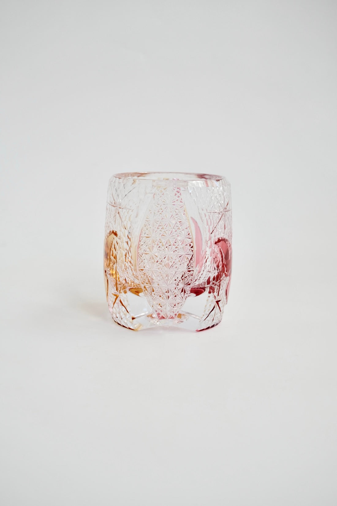 Edo Kiriko Whisky Glass Rock Glass "Butterfly" Yellow/Red by Junichi Nabetani, Master of traditional crafts