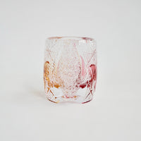 Edo Kiriko Whisky Glass Rock Glass "Butterfly" Yellow/Red by Junichi Nabetani, Master of traditional crafts