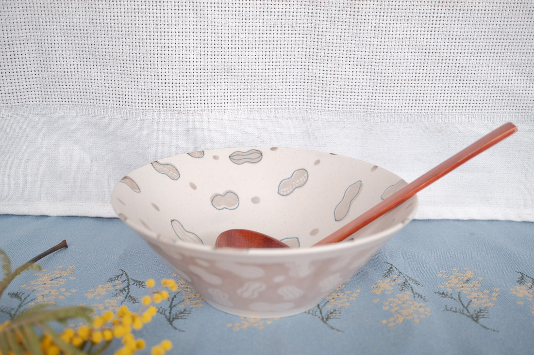 Minoware Ramen Bowl Flowers & Peanuts