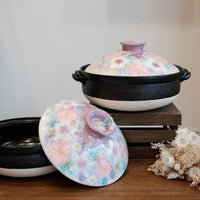 Setoware Flower Donabe Claypot - Purple