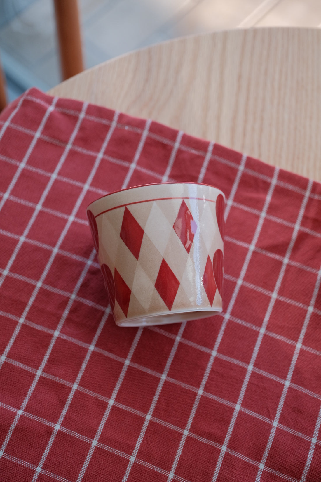 SiShuang Red Checked  with Butterfly Coffee Cup