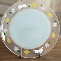 Fuji Glass Studio Blue Rabbit Lemon Flower Plate 18cm