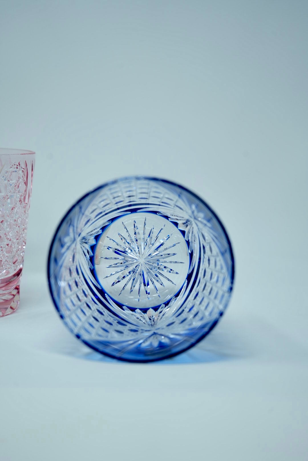 Kagami Crystal - A pair of Whisky Glasses, Edo Kiriko &quot;Tasuki (sash)&quot;