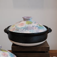 Setoware Flower Donabe Claypot - Rose Garden