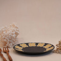 Kei Mitsumochi ミツ持啓 Yellow Flower Rim Large Round Plate  KM35