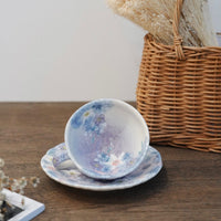Seto Ware Flower Coffee Cup With Saucer