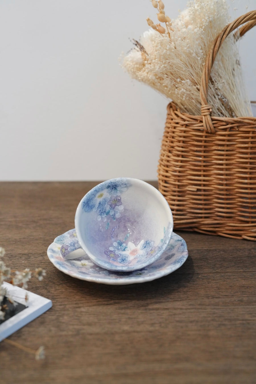 Seto Ware Flower Coffee Cup With Saucer