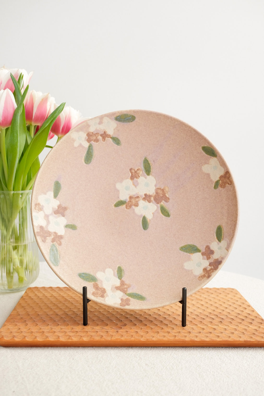 Makiko Okizawa 冲澤真纪子- 24cm Pink Flower Plate MA07