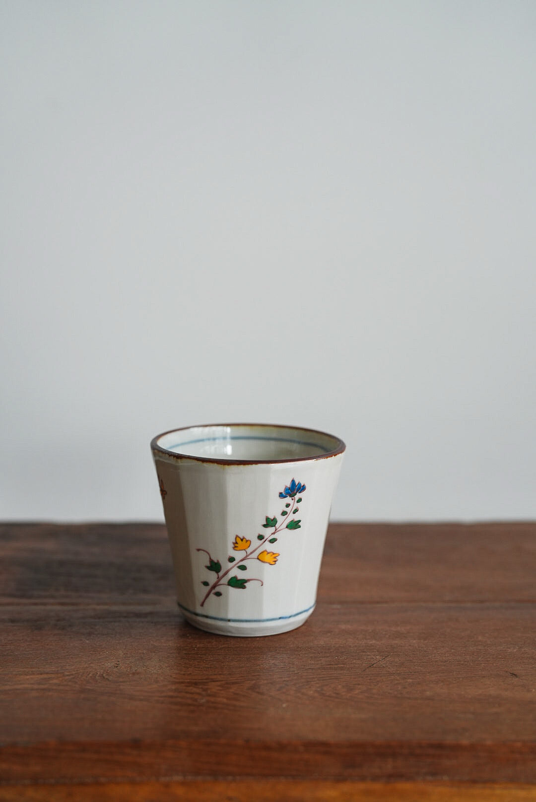 Kazuaki Shimura 志村和晃- Hand-Painted Floral Faceted Cup KAS06
