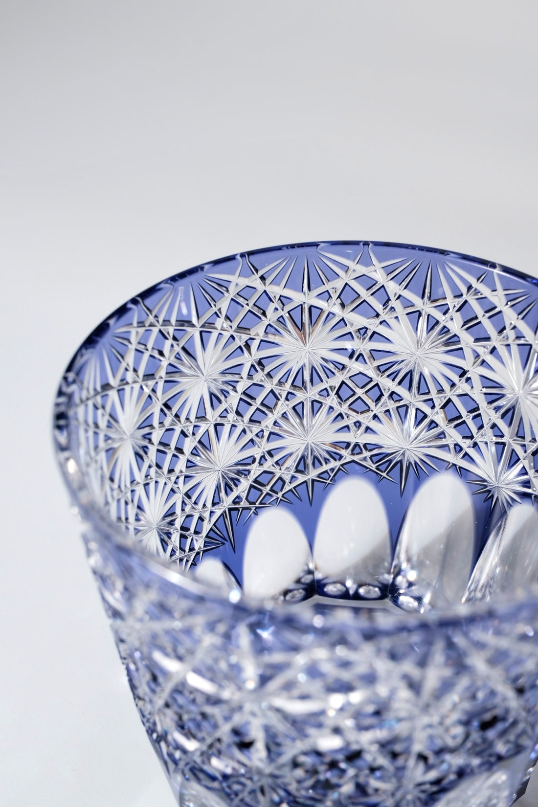 Edo Kiriko Whisky Glass Rock Glass "Large Chrysanthemum" Purple by Junichi Nabetani, Master of traditional crafts