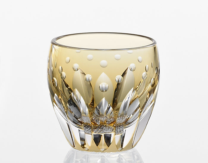 Kagami Crystal - Sake Glass, Edo Kiriko "Sunflower" By Satoshi Nabetani