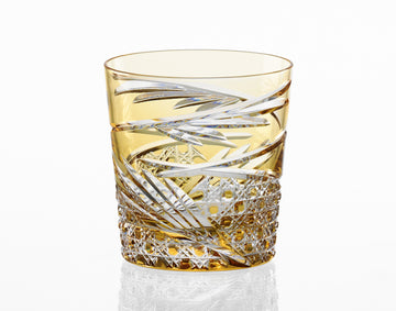 Kagami Crystal - Whiskey Glass, Edo Kiriko “Mai”- Yellow