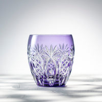 Kagami Crystal - Whiskey Glass, Edo Kiriko “Bamboo Fence & Star” - Purple