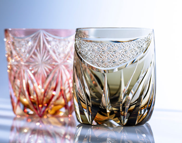 Kagami Crystal - Whiskey Glass, Edo Kiriko Kasaneirome ” Tora-no Mai”