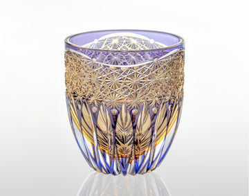 Kagami Crystal - Whiskey Glass, Edo Kiriko Kasaneirome “Hana Kagami” By Satoshi Nabetani, Master of traditional crafts