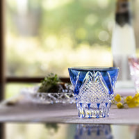 Kagami Crystal - A Pair of Sake Glasses, Edo Kiriko "Fuji"