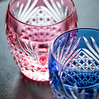 Kagami Crystal - A pair of Whisky Glasses, Edo Kiriko “Rokkaku (deer antlers)”