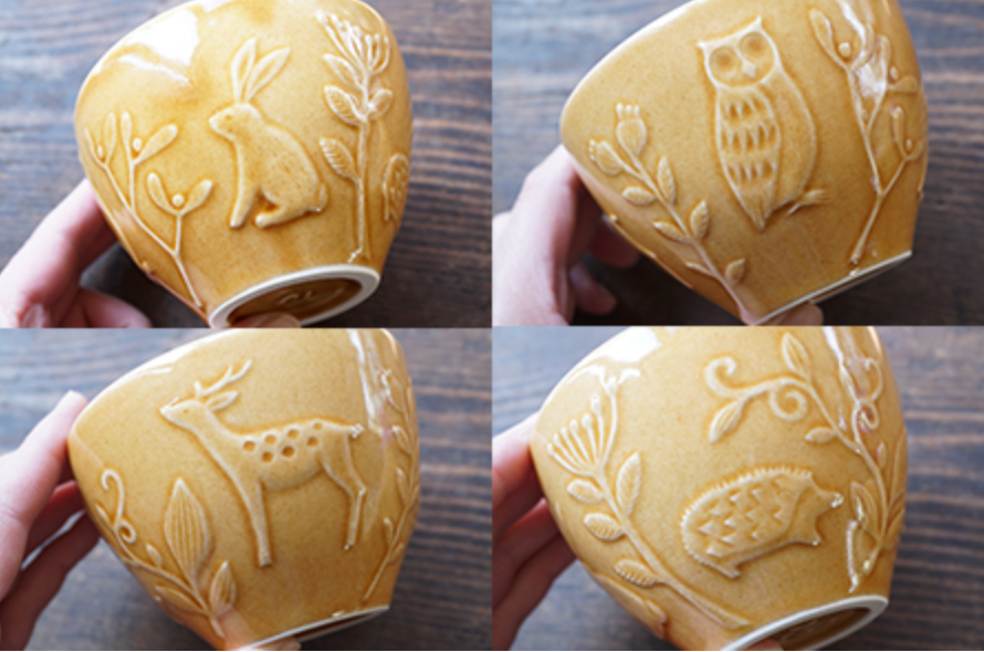 Mashiko Pottery Yoshizawa Round Cup with Forest Animals