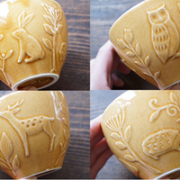 Mashiko Pottery Yoshizawa Round Cup with Forest Animals
