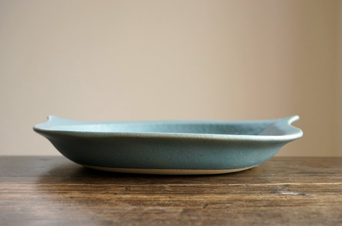 Mashiko Pottery Yoshizawa Blue Bird Plate