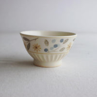 Buncho Pottery Flower and Berry Bowl - Blue