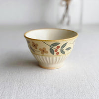 Buncho Pottery Flower and Berry Bowl - Red