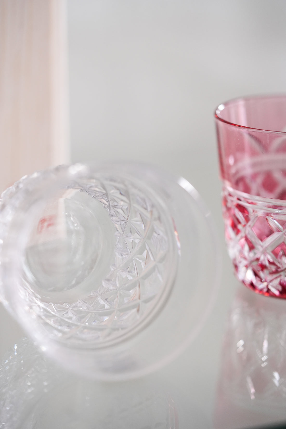 Kagami Crystal - A Pair of Sake Glasses, Edo Kiriko "Yui"