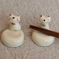 濑户烧粗陶手制小动物筷架