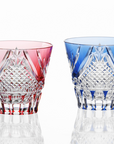Kagami Crystal - A Pair of Sake Glasses, Edo Kiriko "Fuji"