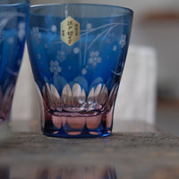 Edo Kiriko glass Pair Sakura Tumbler Gift Set