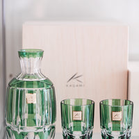 Kagami Crystal - A set of Sake Glasses, Edo Kiriko "Bamboo Stem Series"