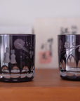 Edo Kiriko glass Japanese Sake cup Mt. Fuji Sakura