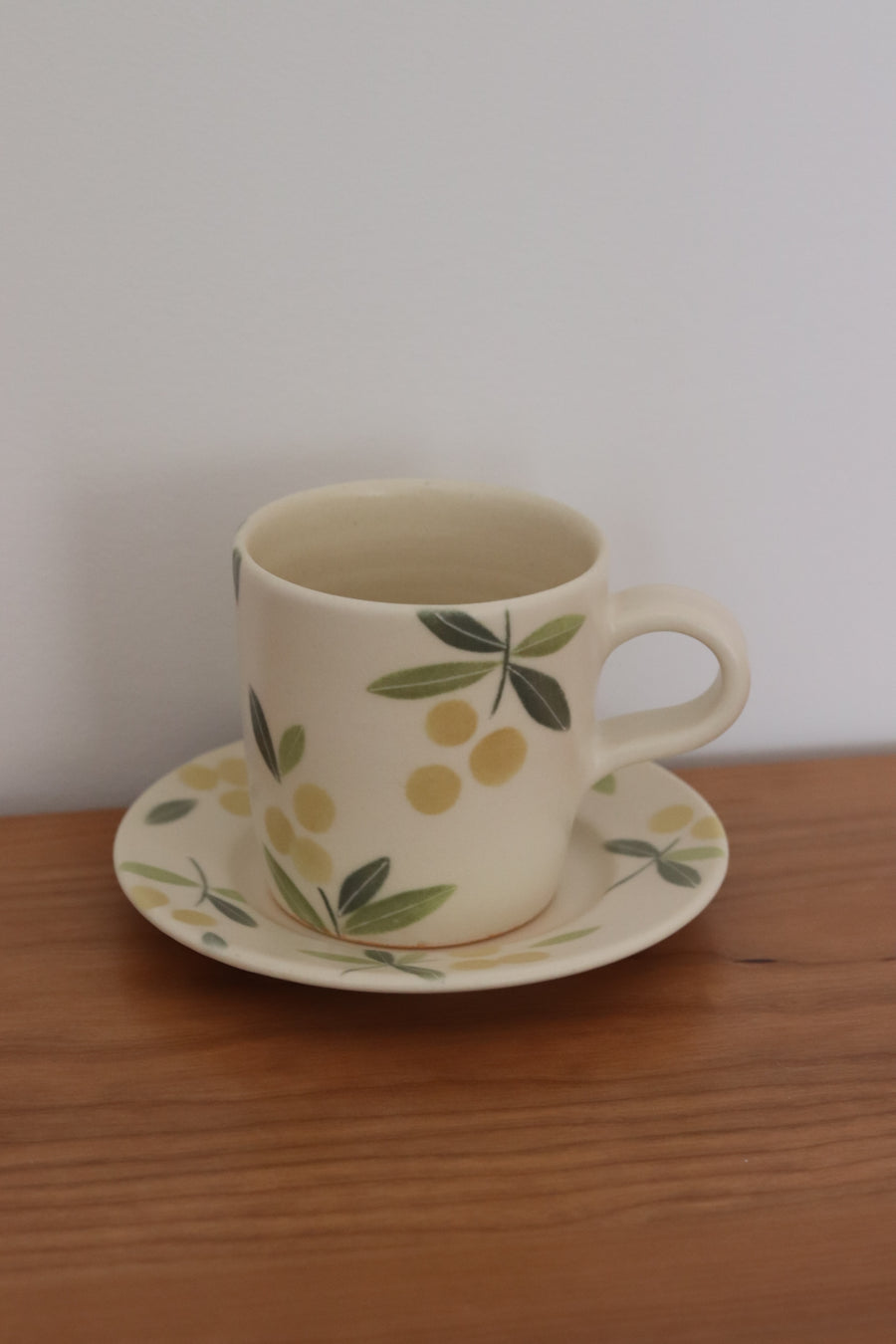 Buncho Pottery Yellow Berry Mug and Saucer