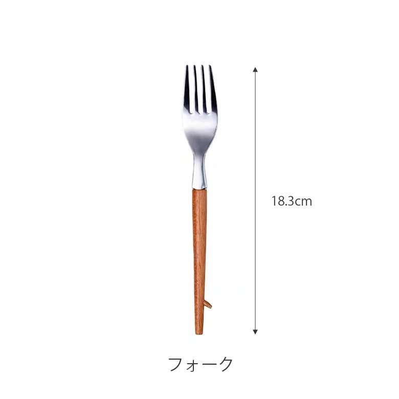 日本Polku树枝状木质餐叉水果叉勺子