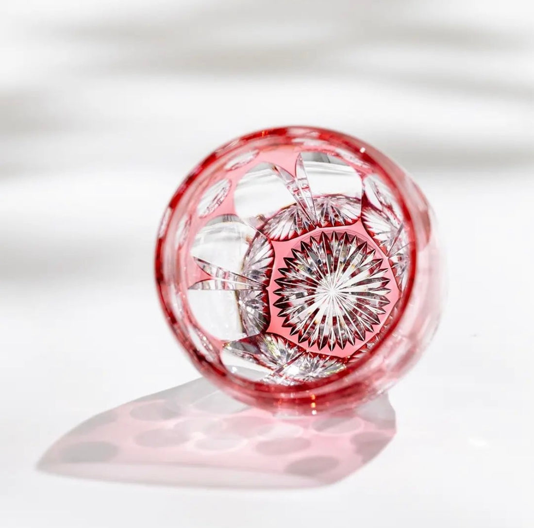 Kagami Crystal - Sake Glass, Edo Kiriko "Cherry" By Satoshi Nabetani