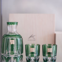 Kagami Crystal - A set of Sake Glasses, Edo Kiriko "Bamboo Stem Series"