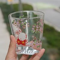 Yudachigama Fuji Mountain Glass Cup-Bunny With Sakura