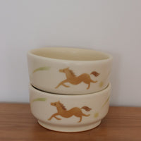 Buncho Pottery Horse Small Bowl