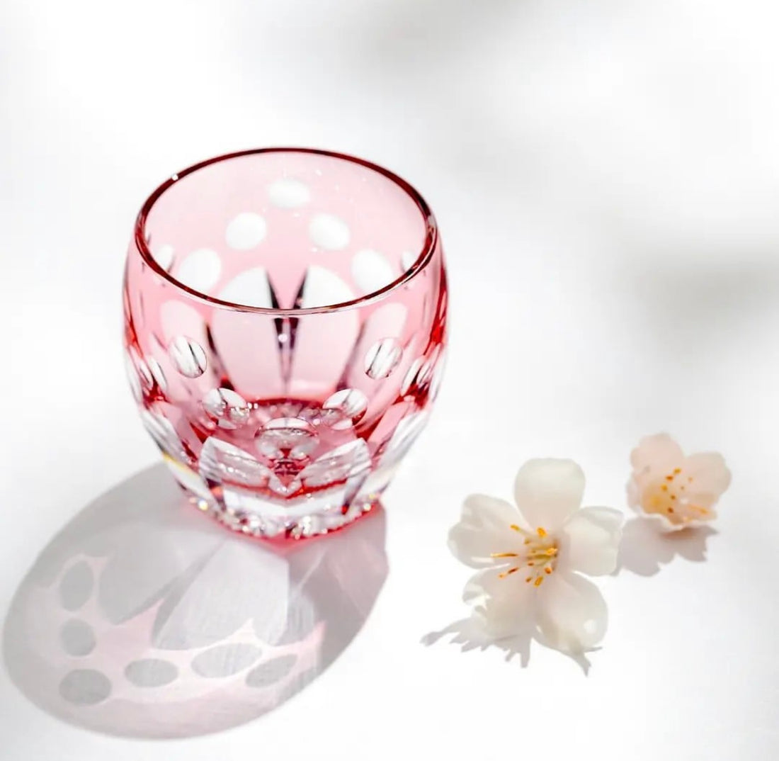 Kagami Crystal - Sake Glass, Edo Kiriko "Cherry" By Satoshi Nabetani