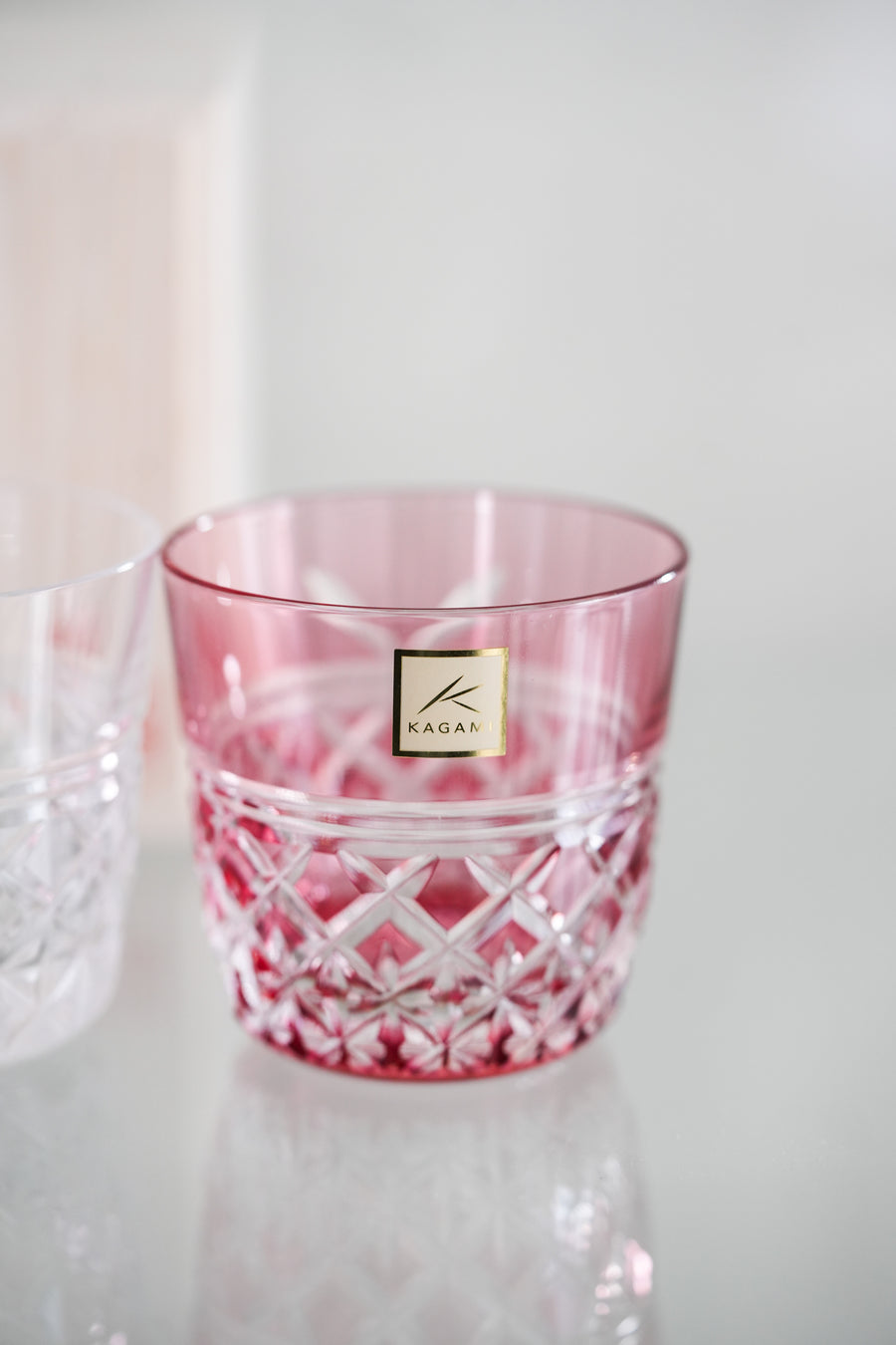 Kagami Crystal - A Pair of Sake Glasses, Edo Kiriko "Yui"