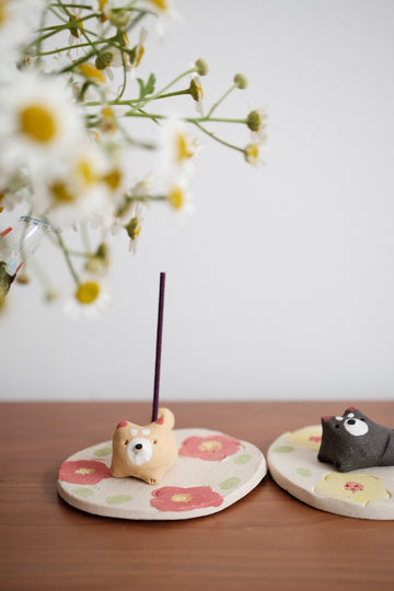 Japanese Clay Shiba Incense Holder