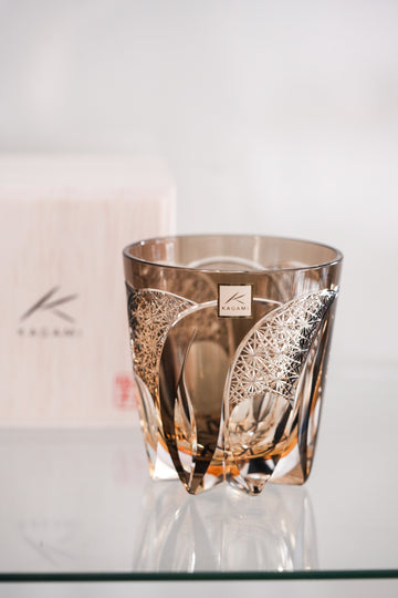 Kagami Crystal - Whiskey Glass, Edo Kiriko, Kasaneirome "Gekko (moonbow)" by Satoshi Nabetani