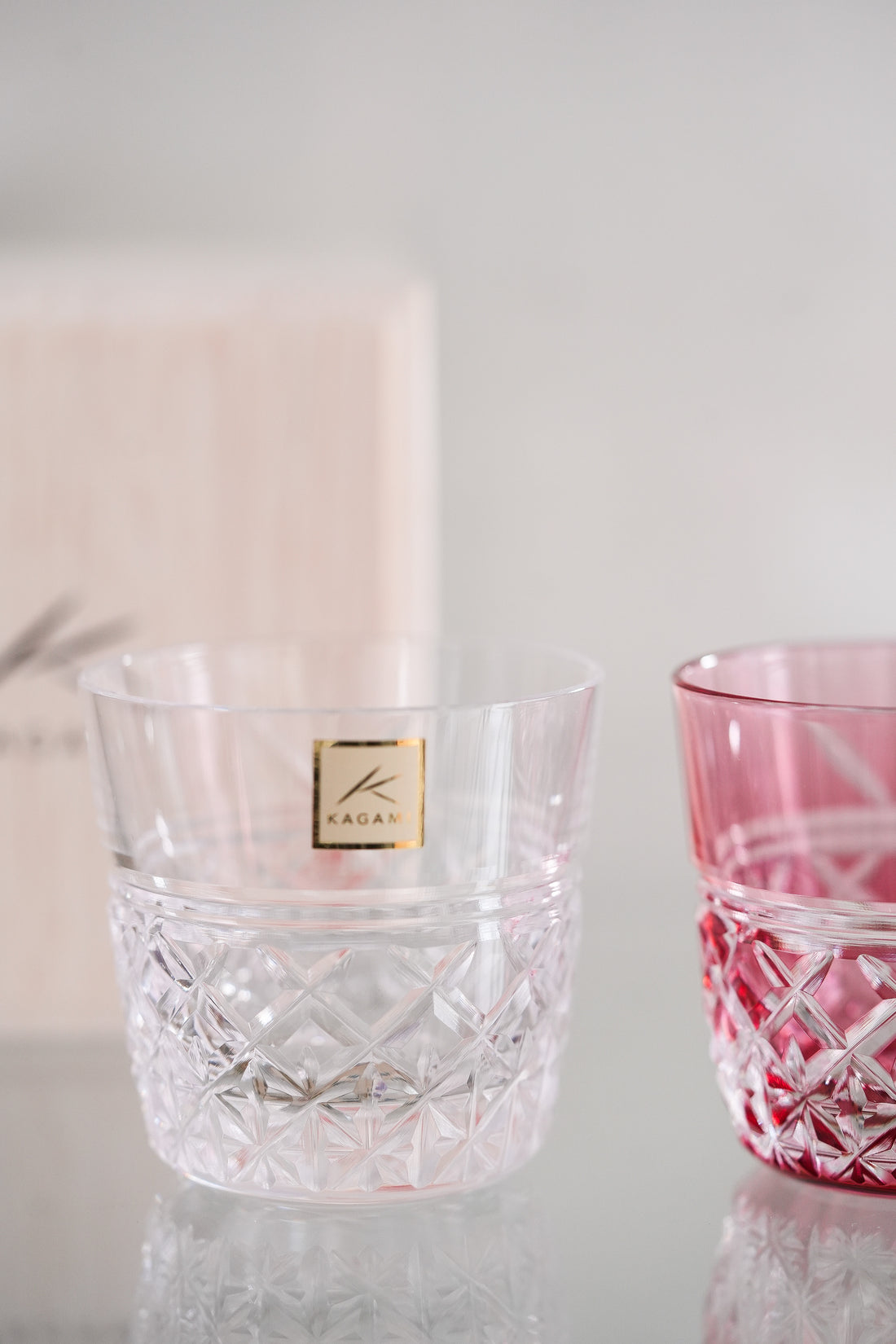 Kagami Crystal - A Pair of Sake Glasses, Edo Kiriko "Yui"